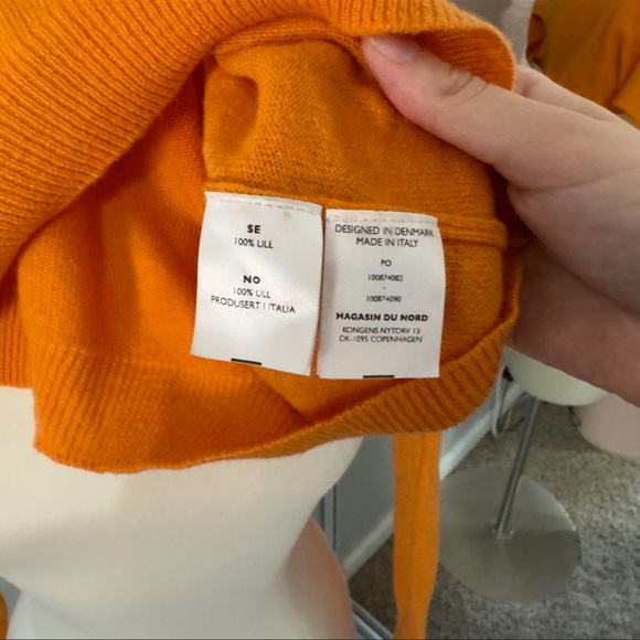 Magasin Du Nord 100% Premium Lambswool Sweater Orange - Picture 8 of 9